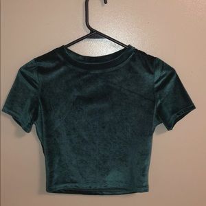 Dark green velvet crop top